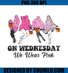 On Wednesday We Wear Pink PNG, Ghost Halloween Breast Cancer PNG