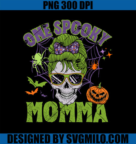 One Spooky Mama Messy Bun PNG, Funny Halloween PNG