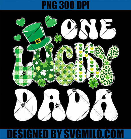 One Lucky Dada Groovy PNG, St Patrick's Day Family Matching PNG