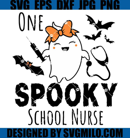 One Spooky School Nurse SVG, Halloween Cute Ghost SVG, Matching Nursing Team SVG