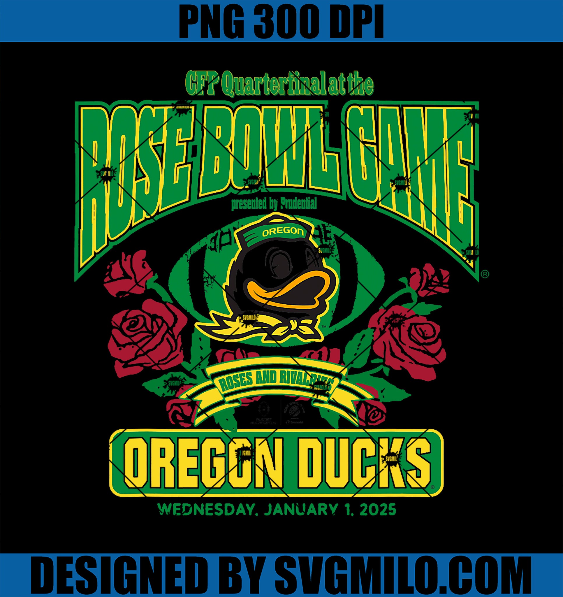 Oregon Ducks Rose Bowl CFP 2024-2025 Football PNG