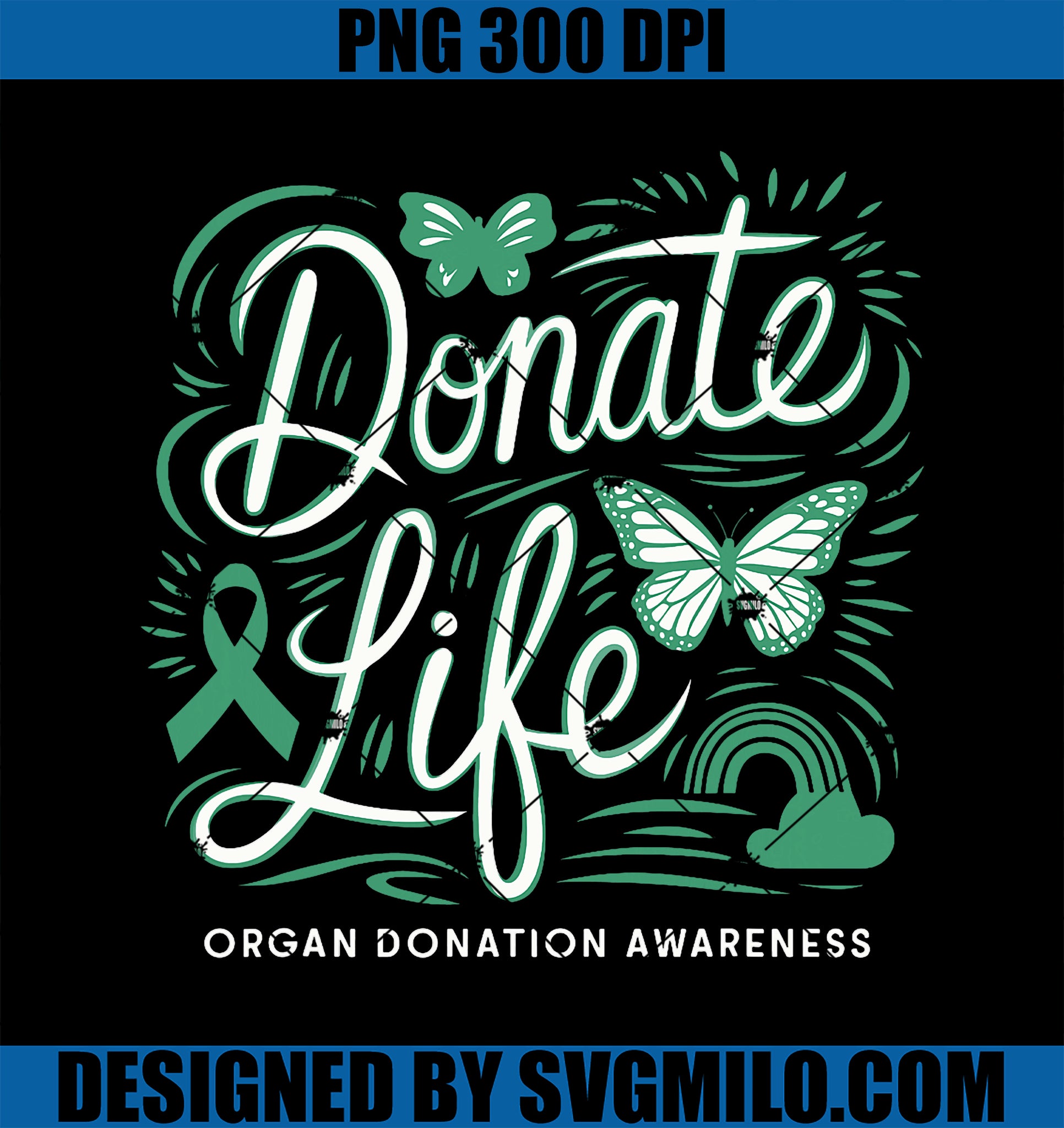 Organ Donation Awareness PNG, Green Ribbon Donate Life PNG