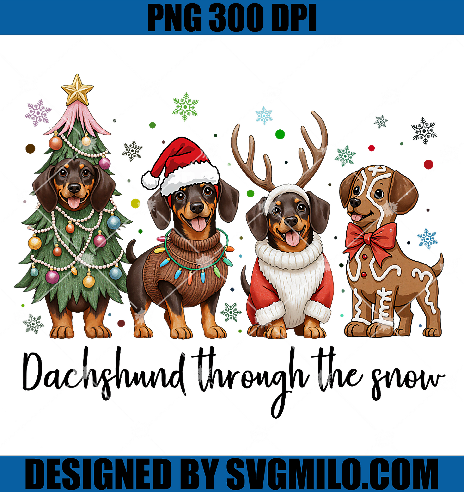Dachshund Through The Snow PNG, Christmas Wiener Dog Xmas PNG