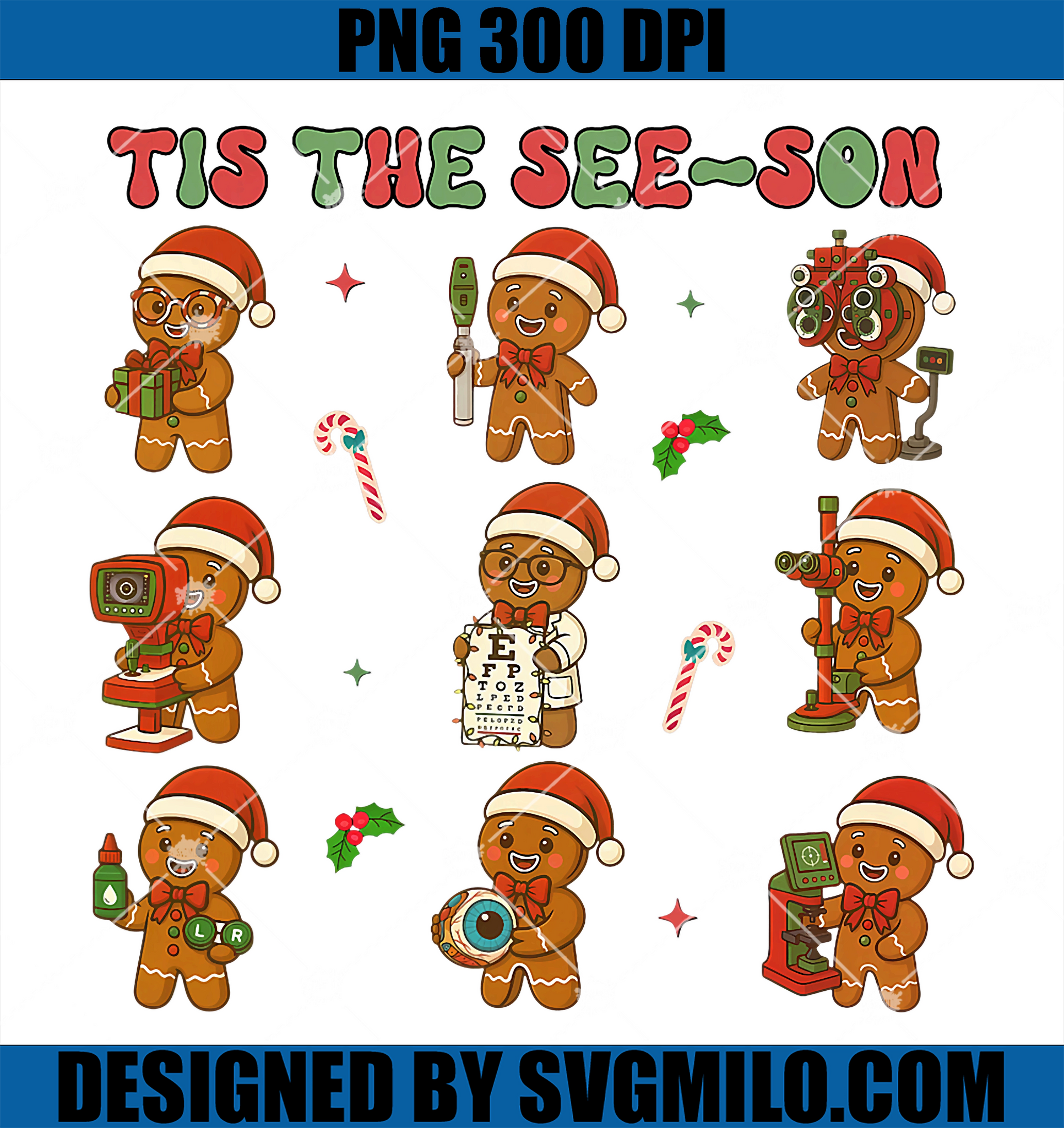 Gingerbread Man Optometry Optometrist Gingerbread PNG, Christmas Tis The Season Xmas Eye Dr PNG