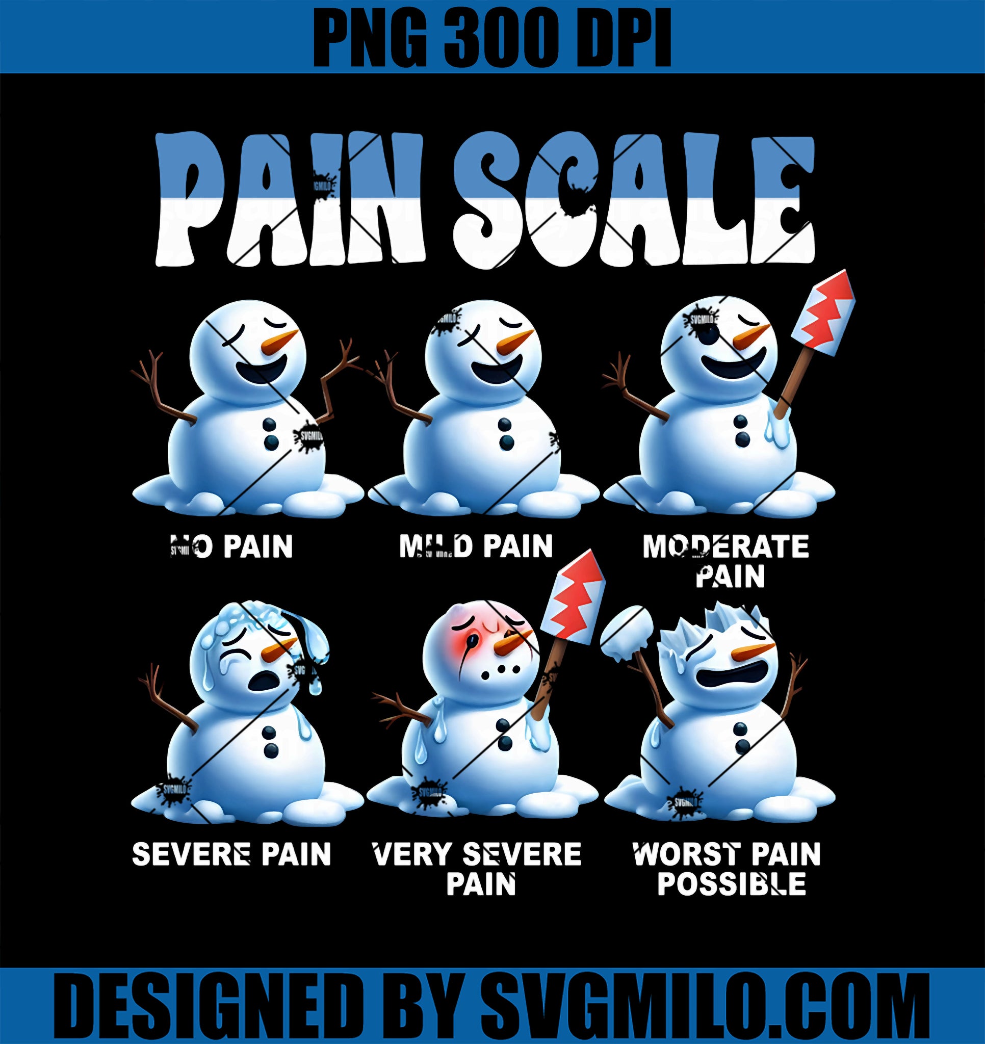 Pain Scale Snowman Nurse PNG, Medical Humor Christmas Healthcare PNG