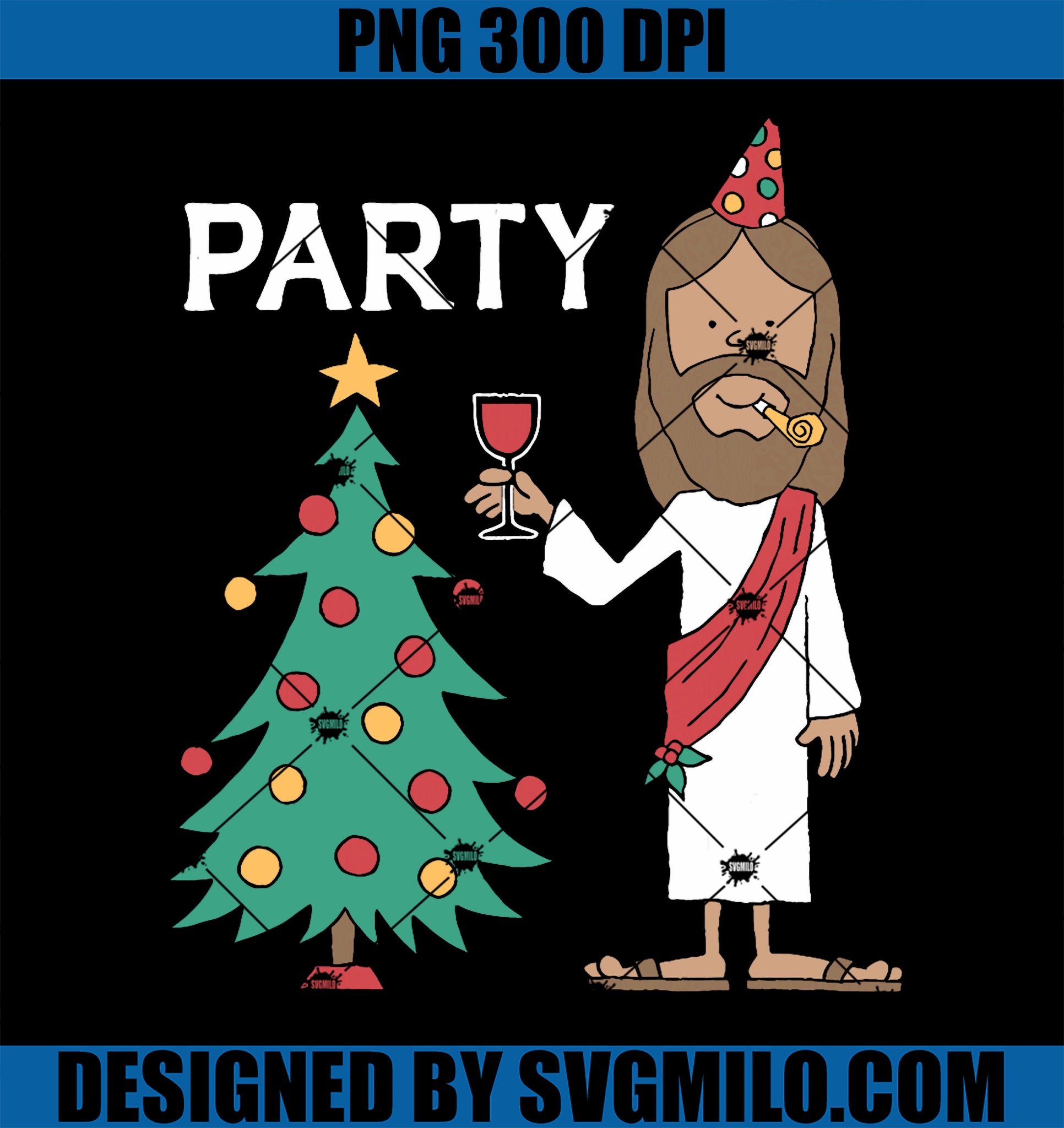 Party Like It_s Your Birthday PNG, Funny Christmas Tree Jesus PNG