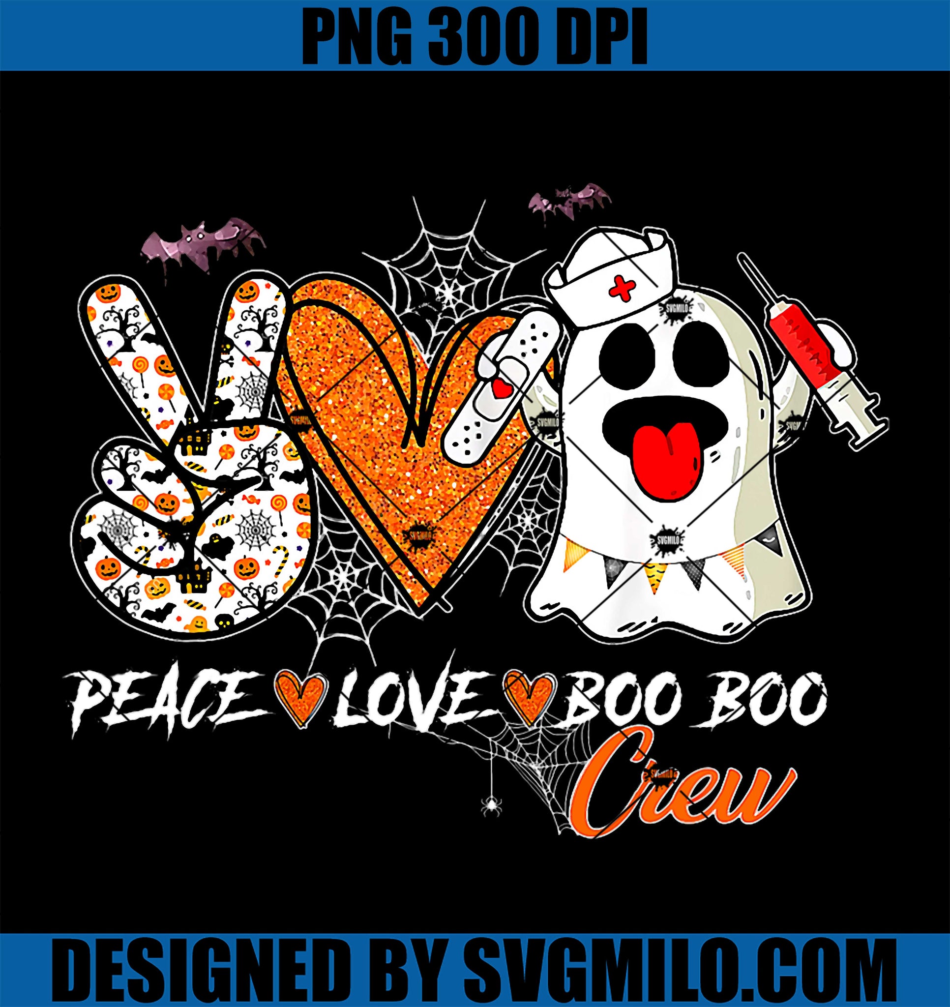 Peace Love Boo Boo Crew PNG, Cute Health Worker Pattern PNG