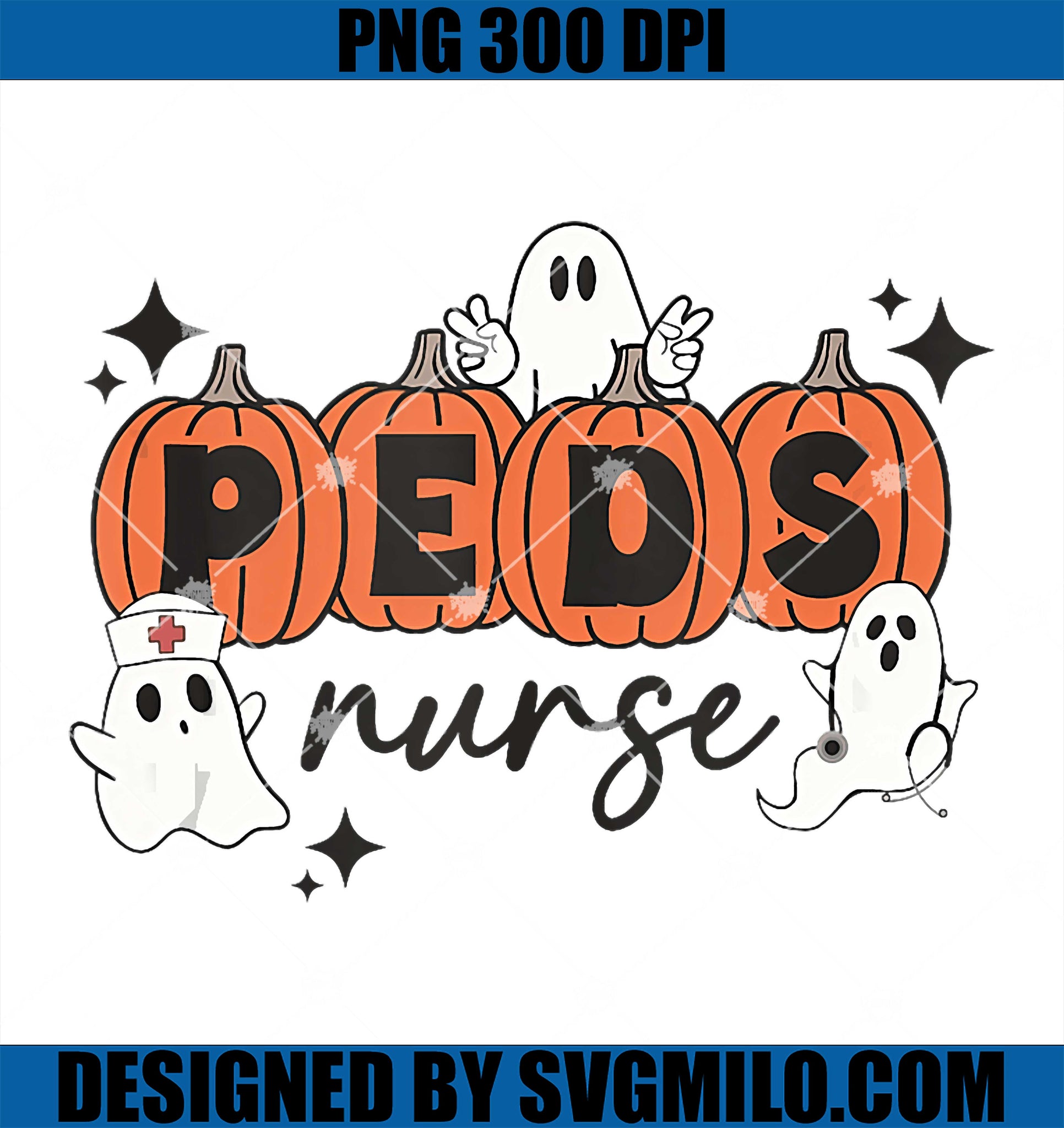 Peds Pediatric Nurse Halloween PNG, Nurse Boo Crew Ghost Pumpkins PNG