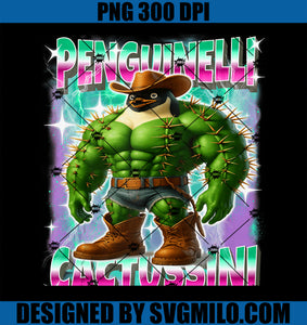 Penguinelli Cactussini Italian PNG, Brainrot Penguin Cactus Meme PNG