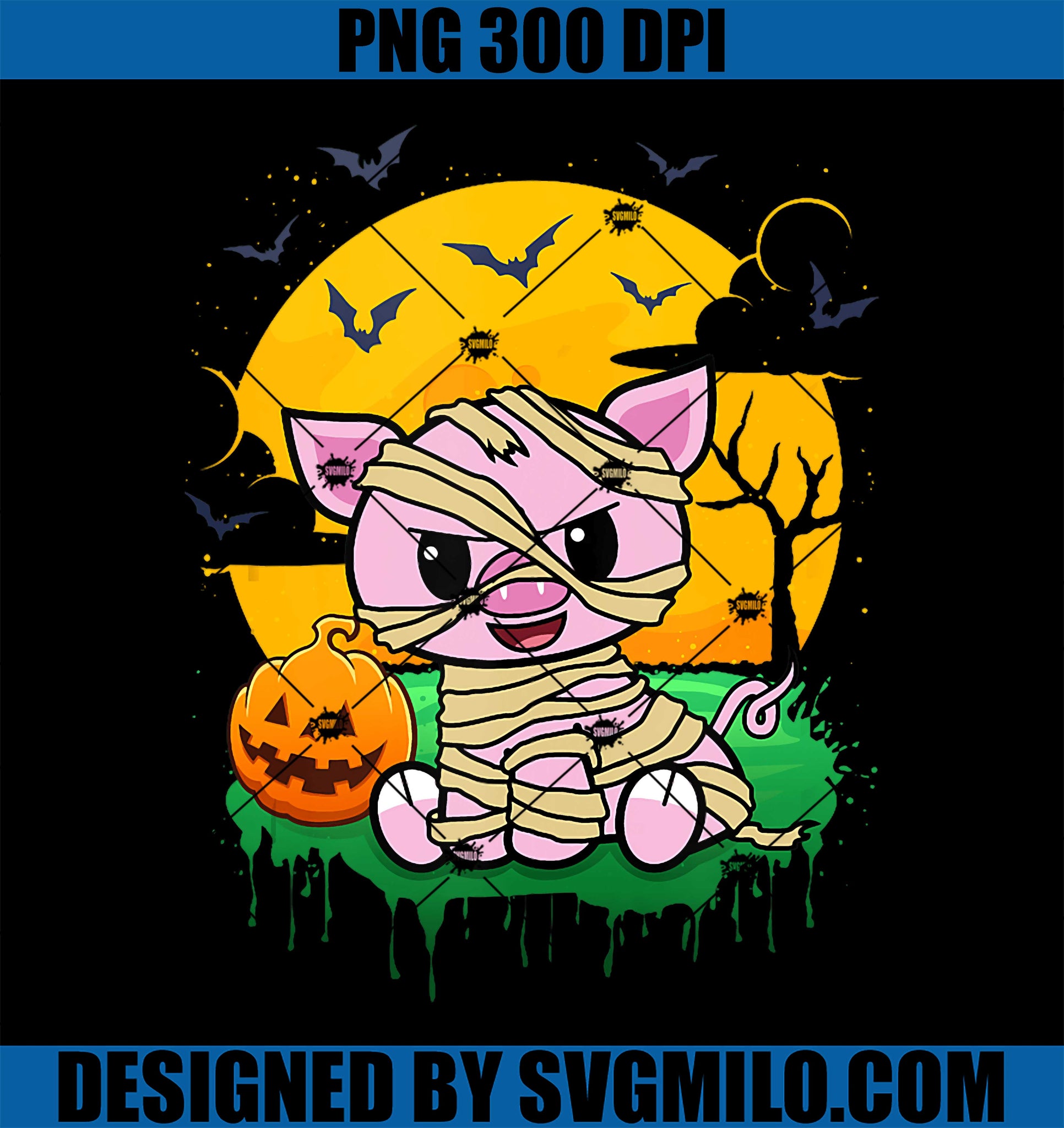 Pig Boo Mummie PNG, Trick Or Treat Halloween PNG