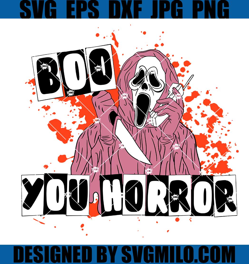 Pink Horror Movie Character SVG, Trendy Halloween SVG, Boo Your Horror SVG