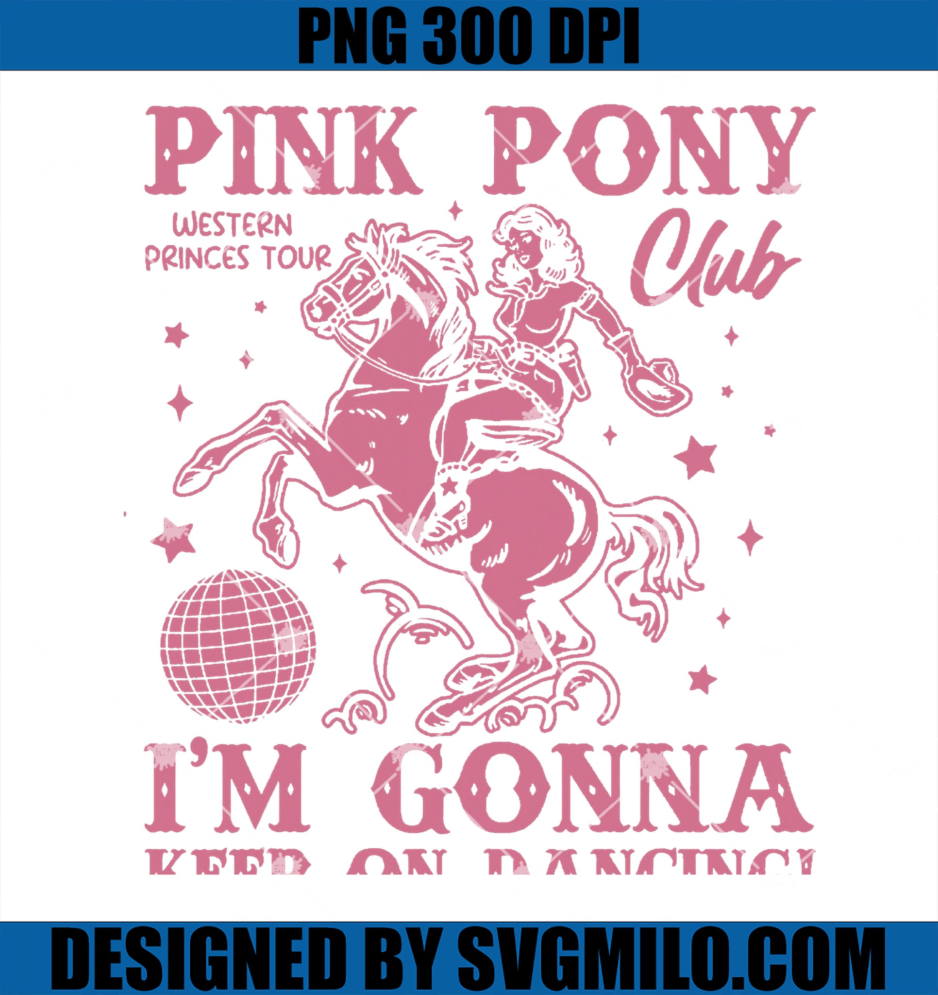 Pony and Heels Lover Pink Girls Clubs Disco Birthday Cowgirl PNG