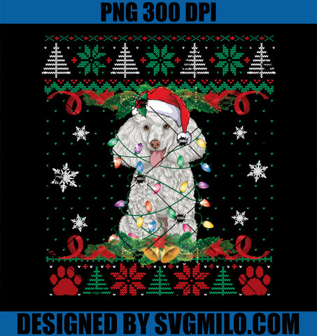 Poodle Christmas Ugly Sweater PNG, Funny Dog Lover Xmas PNG