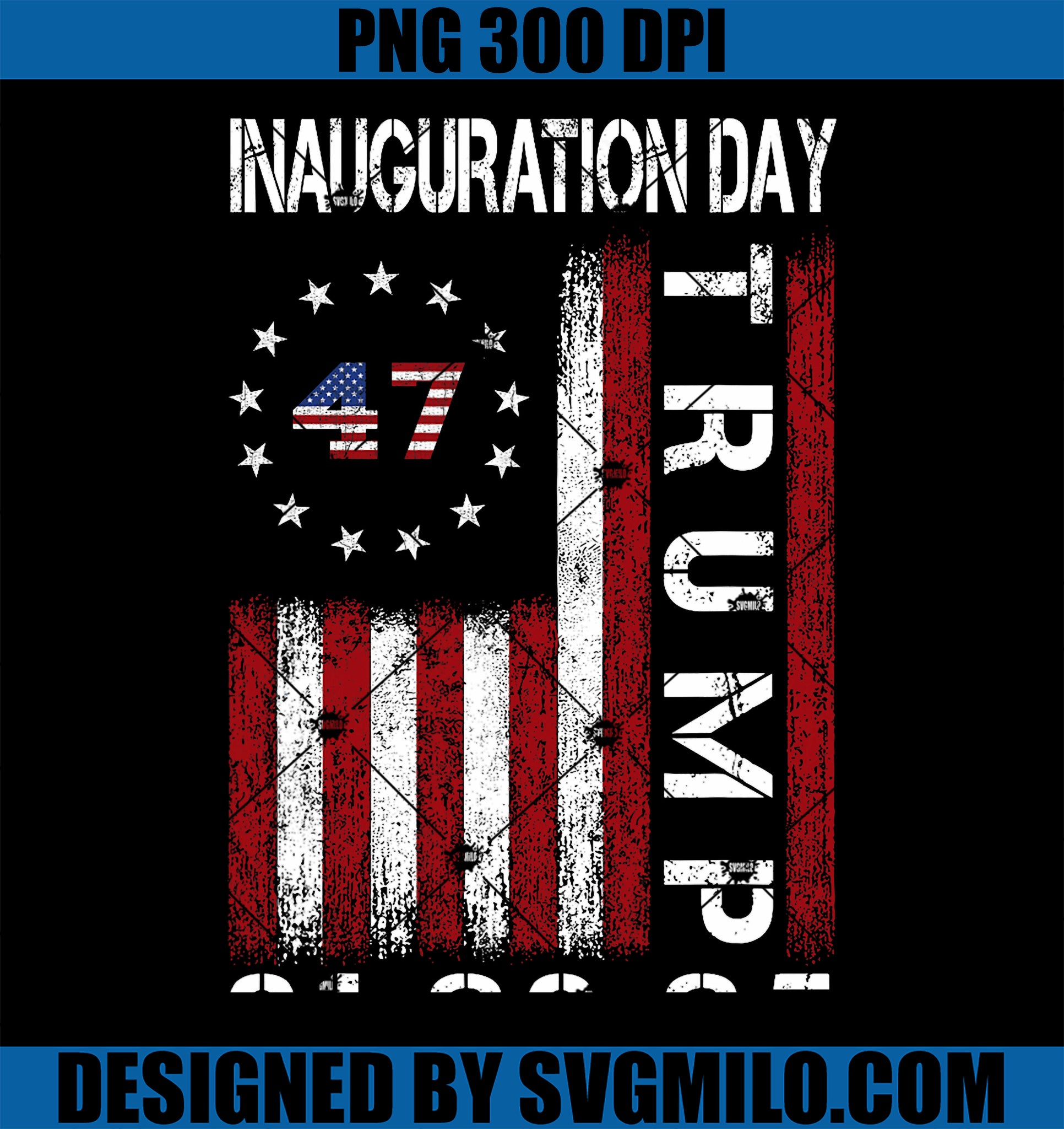 President Donald Trump Inauguration Day 2025 Memorabilia Flag PNG