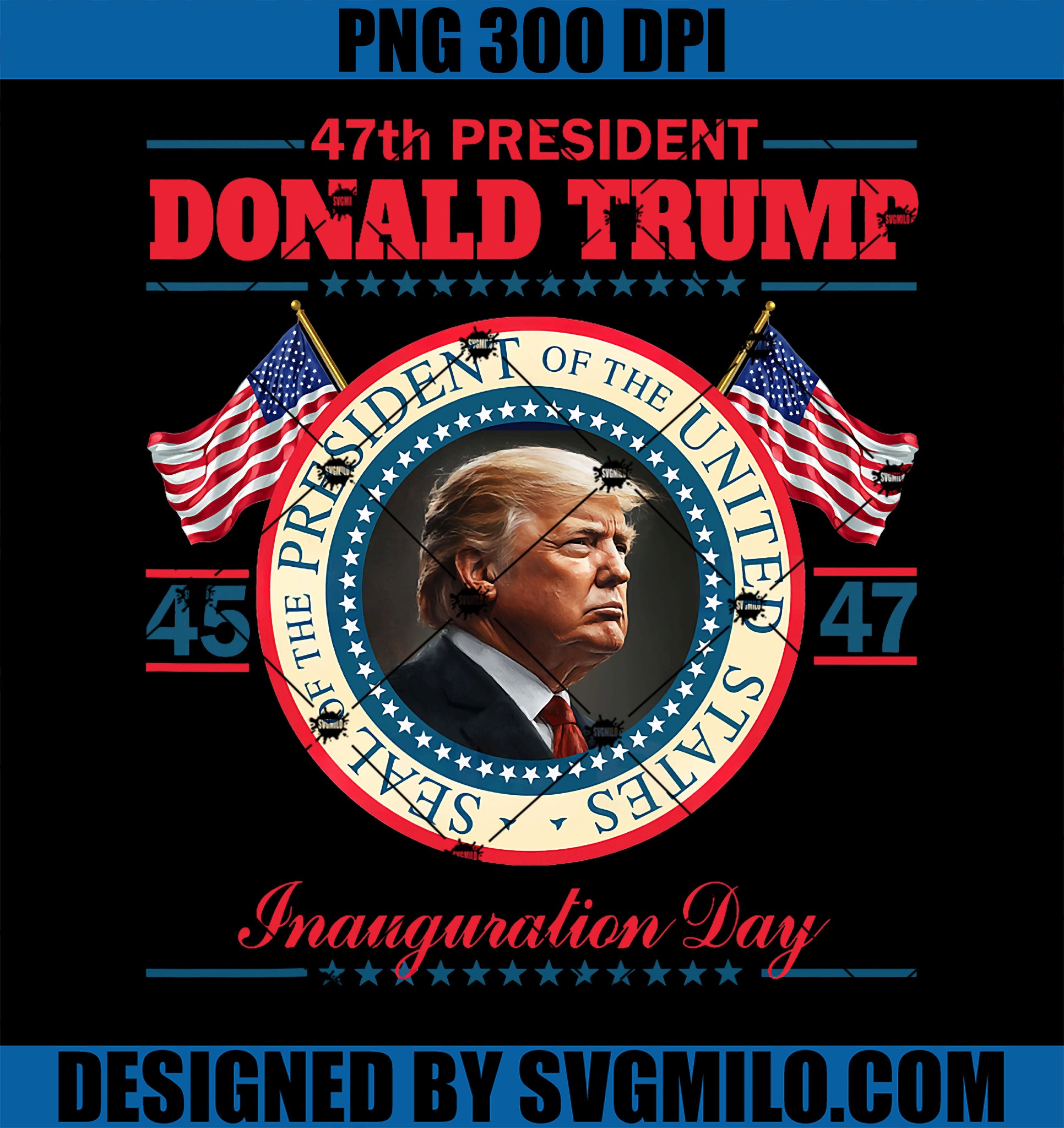 President Donald Trump Inauguration Day 2025 Memorabilia PNG