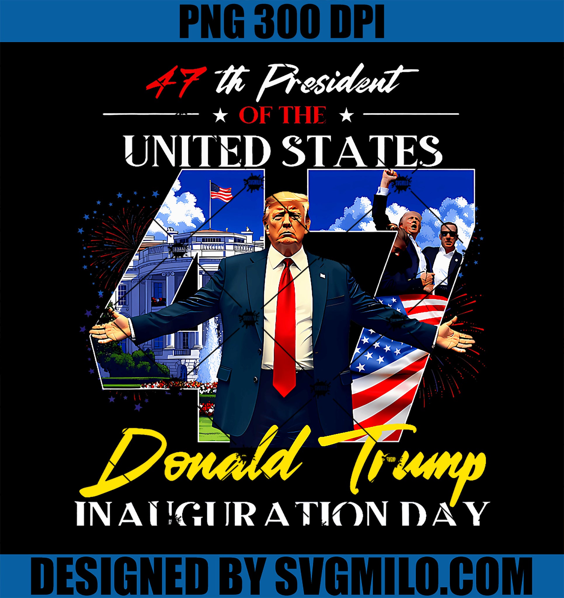 President Donald Trump Inauguration Day PNG, 2025 47Th Usa Flag PNG