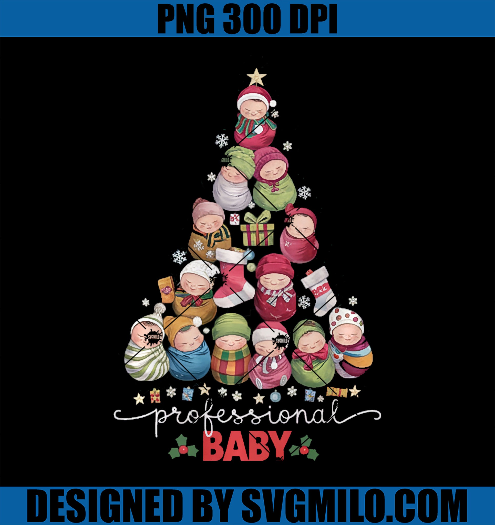 Professional Baby Wrapper Nurse Christmas Tree PNG, Fun Festive PNG