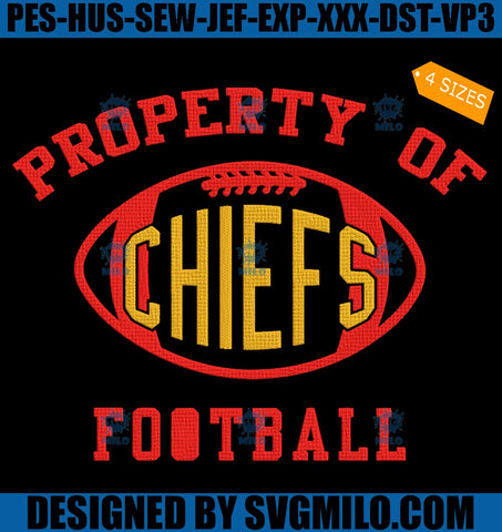 Property Of Football Chiefs Embroidery Design, Kansas Embroidery Design