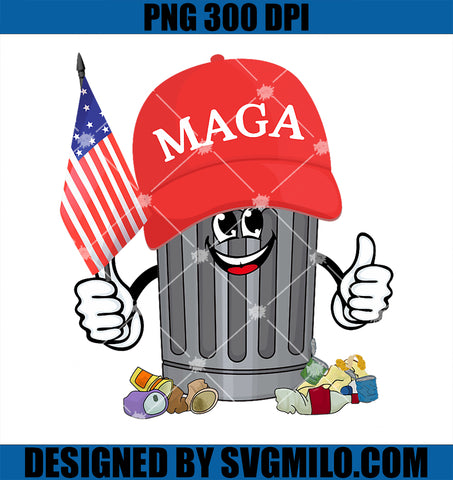 Proud MAGA Garbage Trump PNG, Trump Supporter Trash Can Cartoon Funny PNG