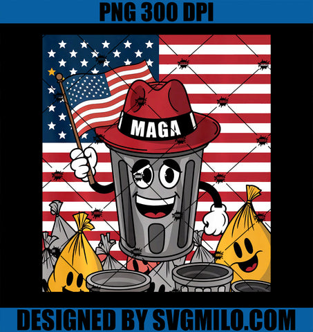 Proud MAGA Garbage Trump Supporter Trash Can Cartoon Funny PNG