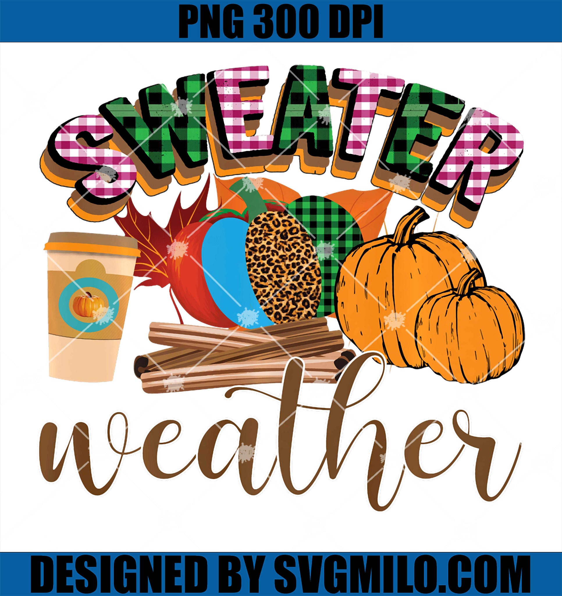 Pumpkin Leopard Sweater Weather PNG, Fall Lover Fall Thanksgiving PNG