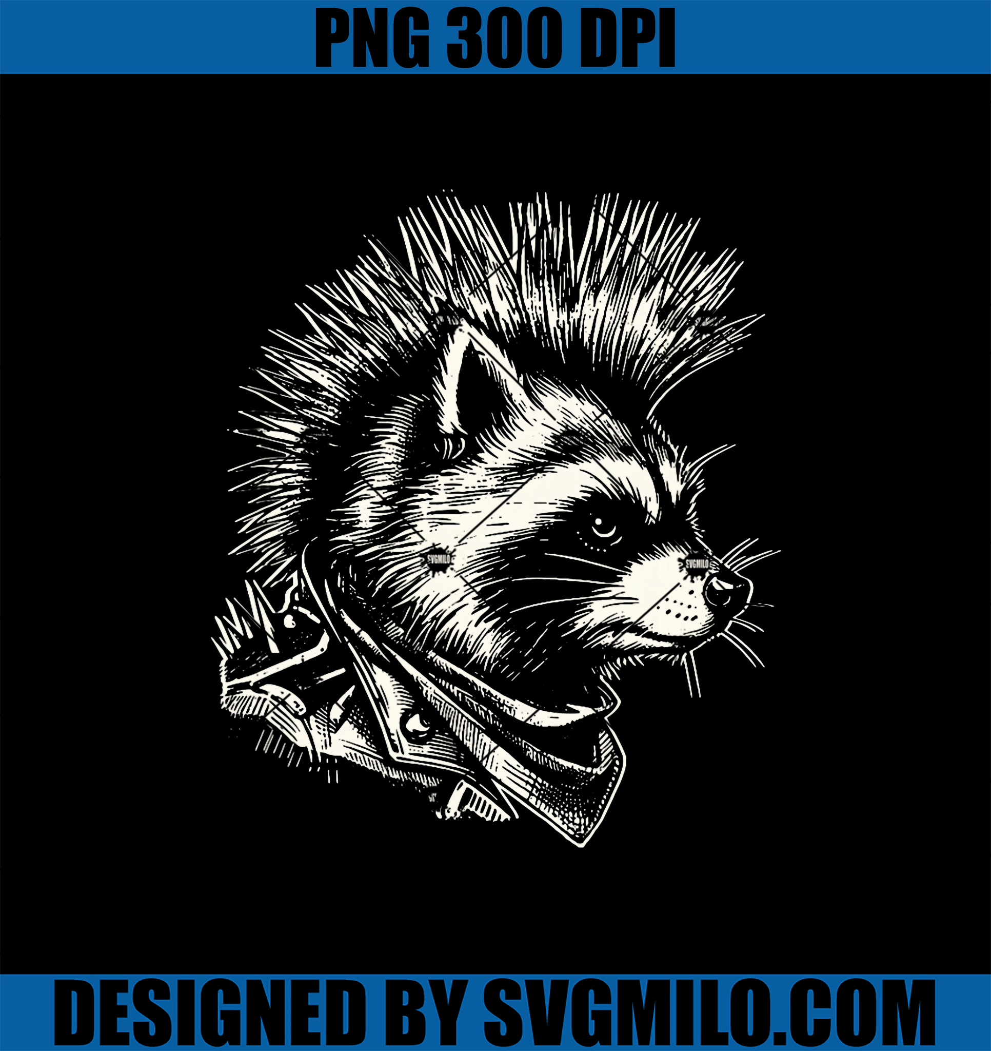 Punk Rock Racoon Punk Raccoon Mohawk PNG, Rocker Animal Design PNG