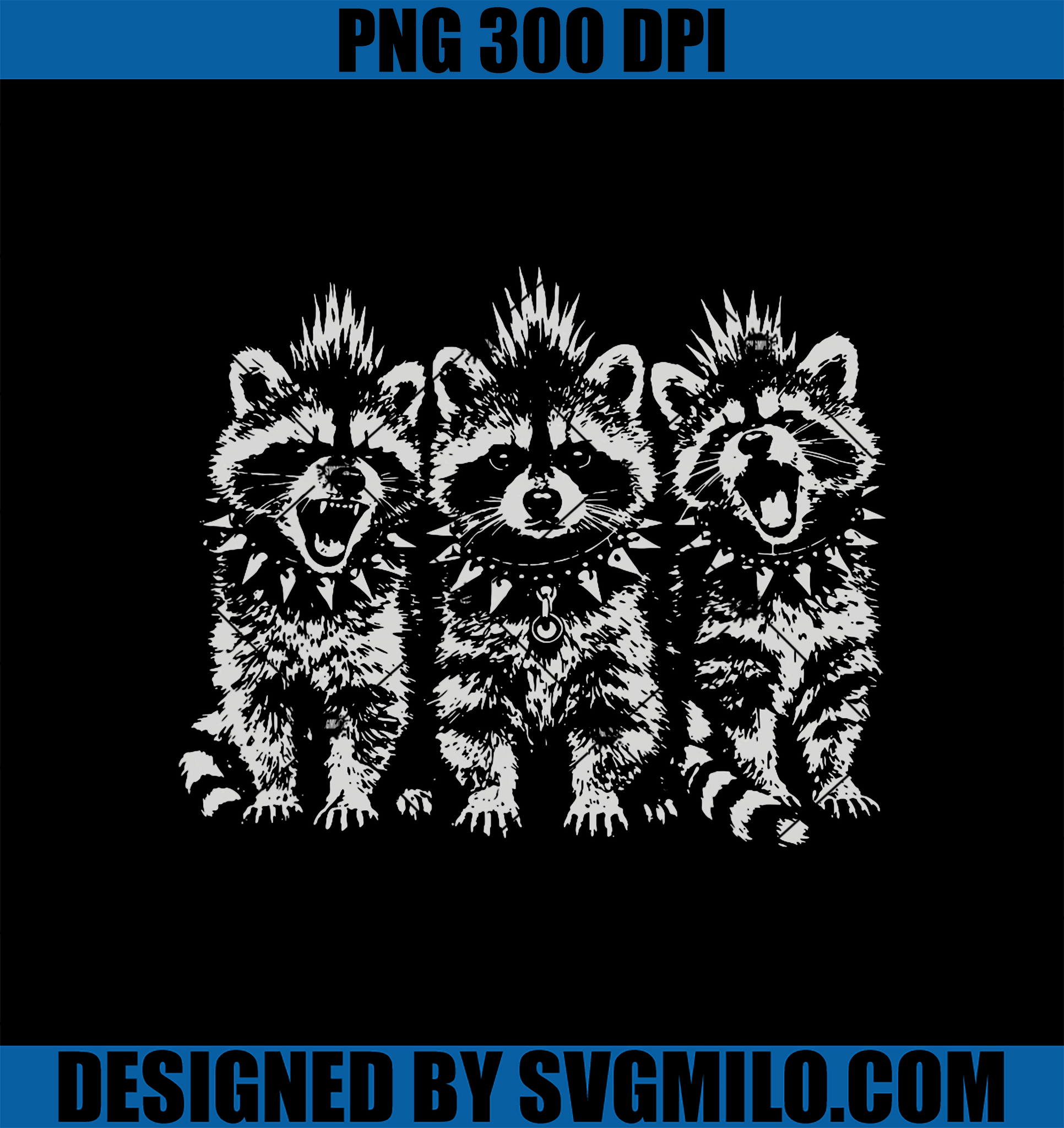 Punk Rock Racoon Punk Rock Raccoons PNG, Mohawk Spiked Collar Emo Goth Animal PNG