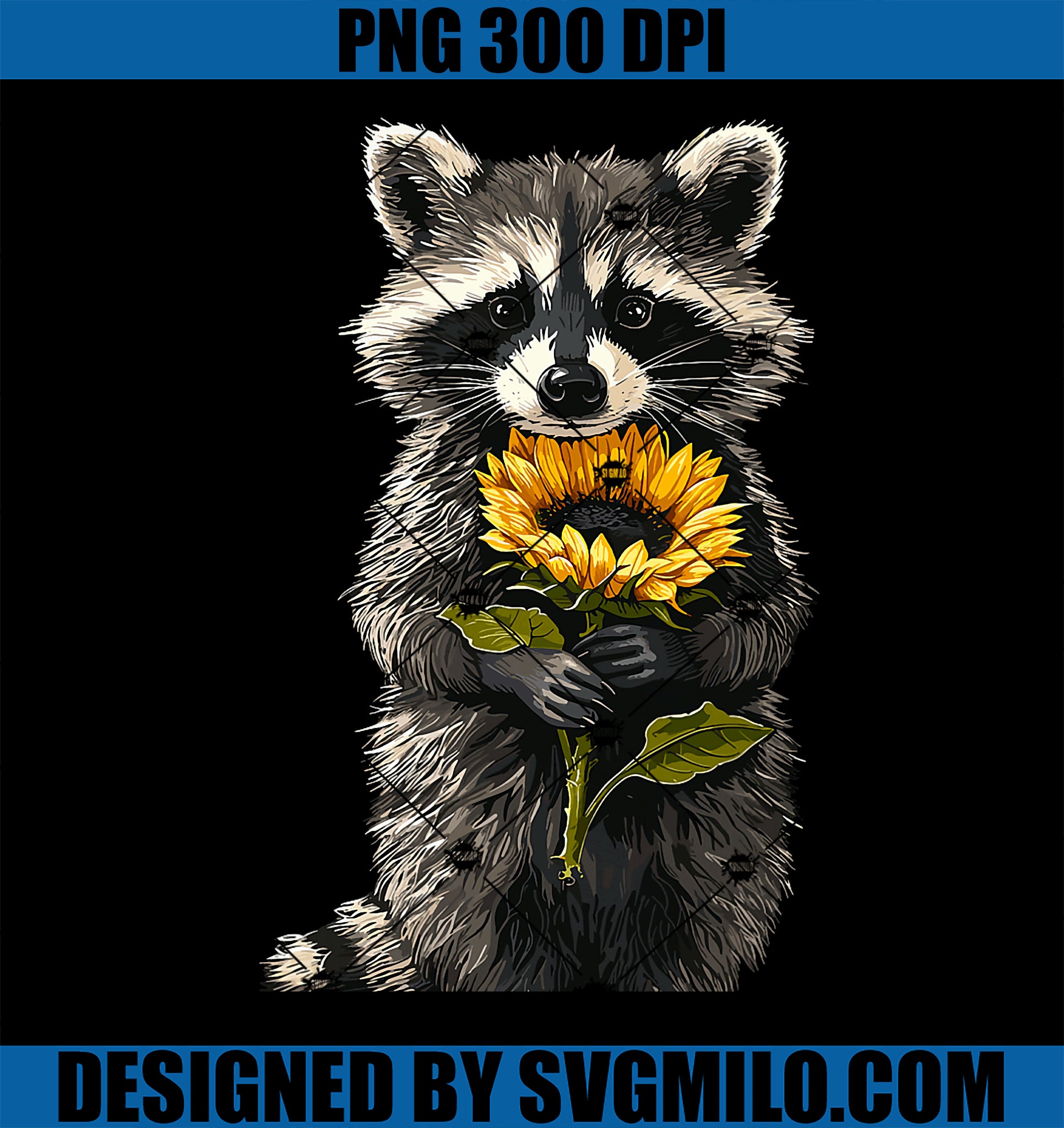 Raccoon Holding Sunflower Cute PNG, Flower Mothers Day PNG