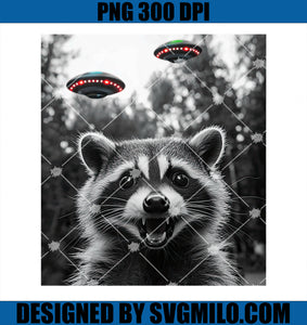 Raccoon Selfie With Alien UFO PNG