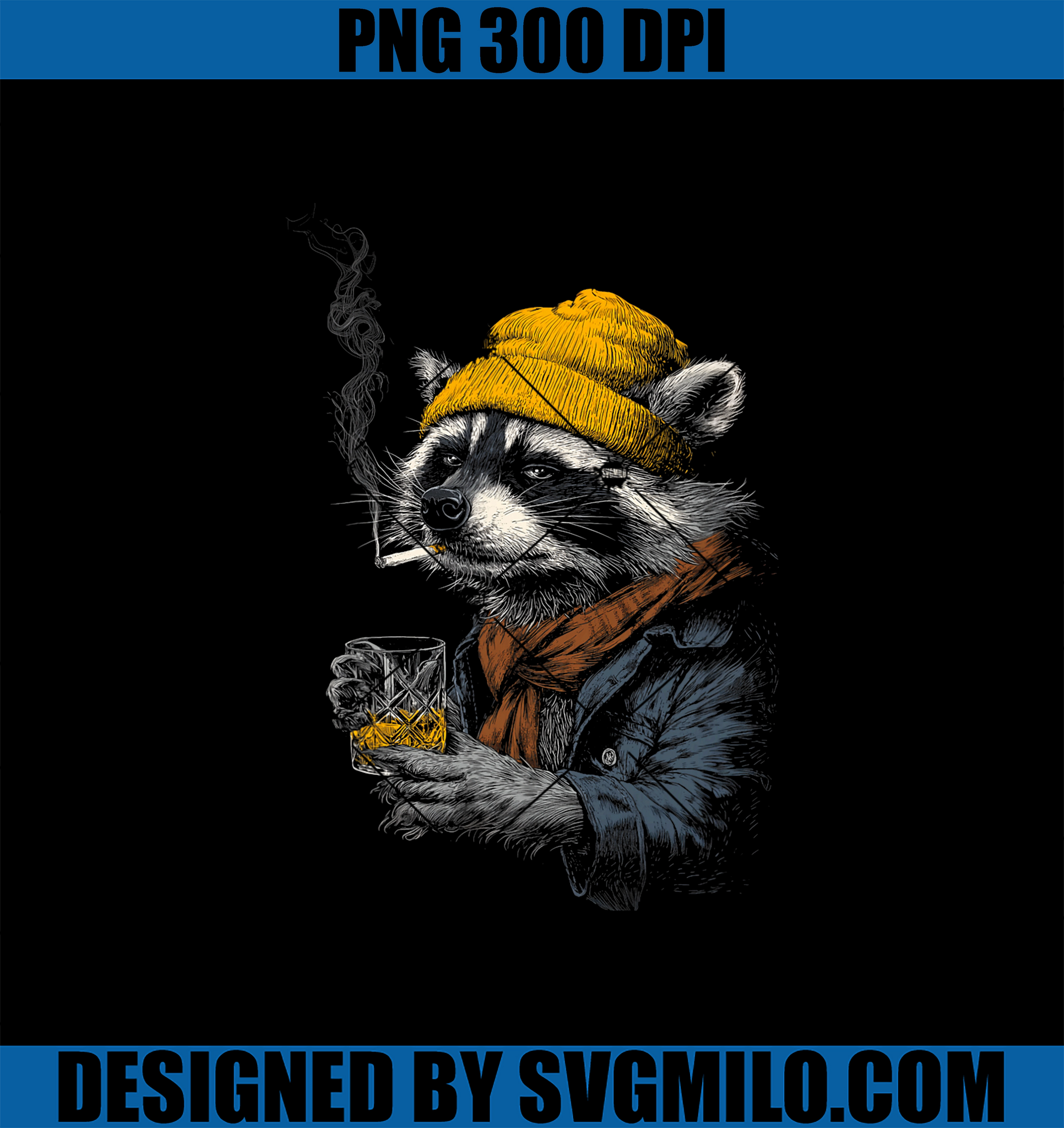 Raccoon Smoking Cigarette PNG, Funny Animal Whisky PNG