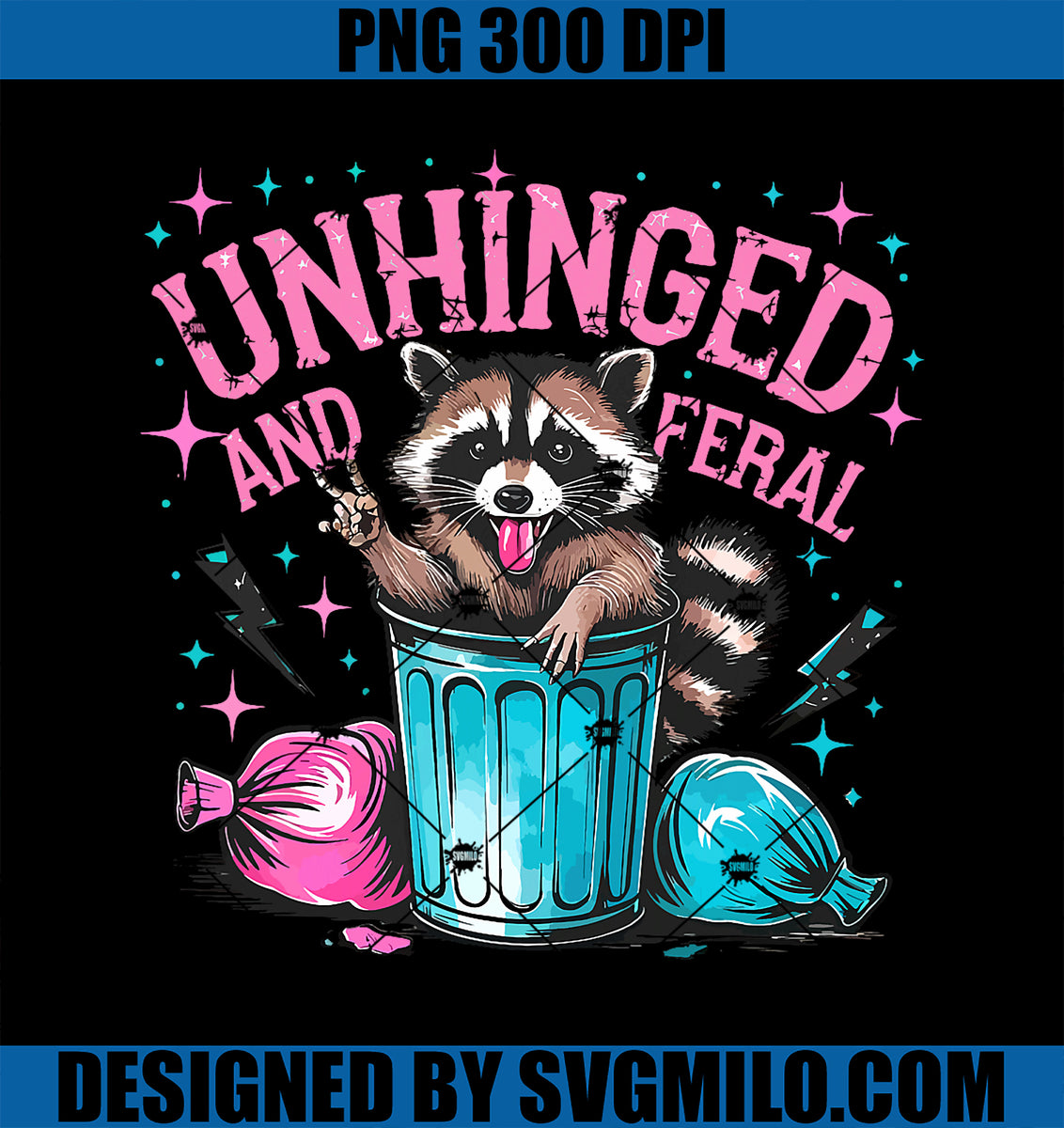 RaccoonUnhingedAndFeralRetroPNG_FunnyRaccoonFeralSummerPNGcopy ...