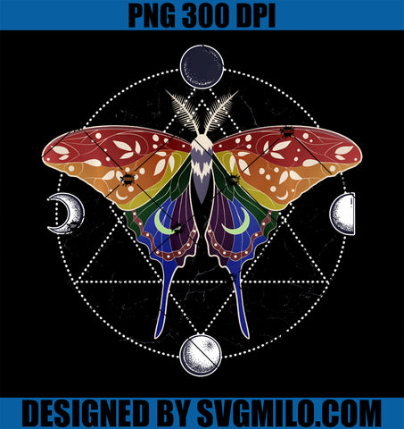 Rainbow Luna Moth LGBT Gay Pride Flag PNG, Celestial Cottagecore PNG