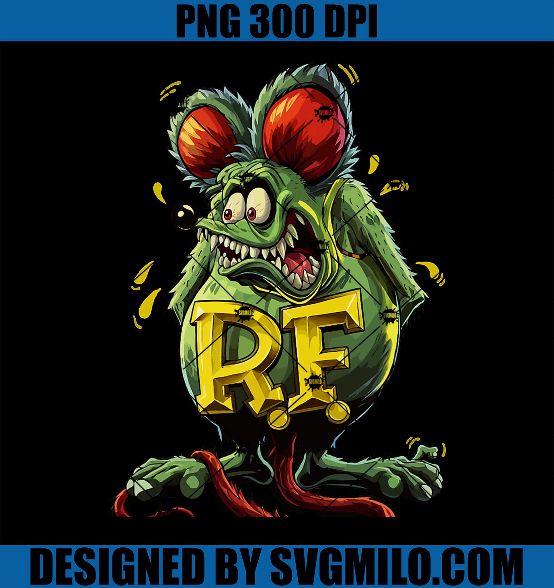 Rat Fink Funny PNG, RatFink Cartoon Hot Rod, Cool Spooky Rat PNG