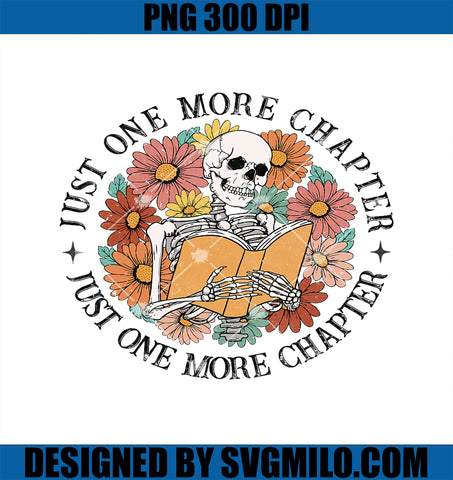Reading Love Just One More Chapter PNG, Floral Skull Booker PNG