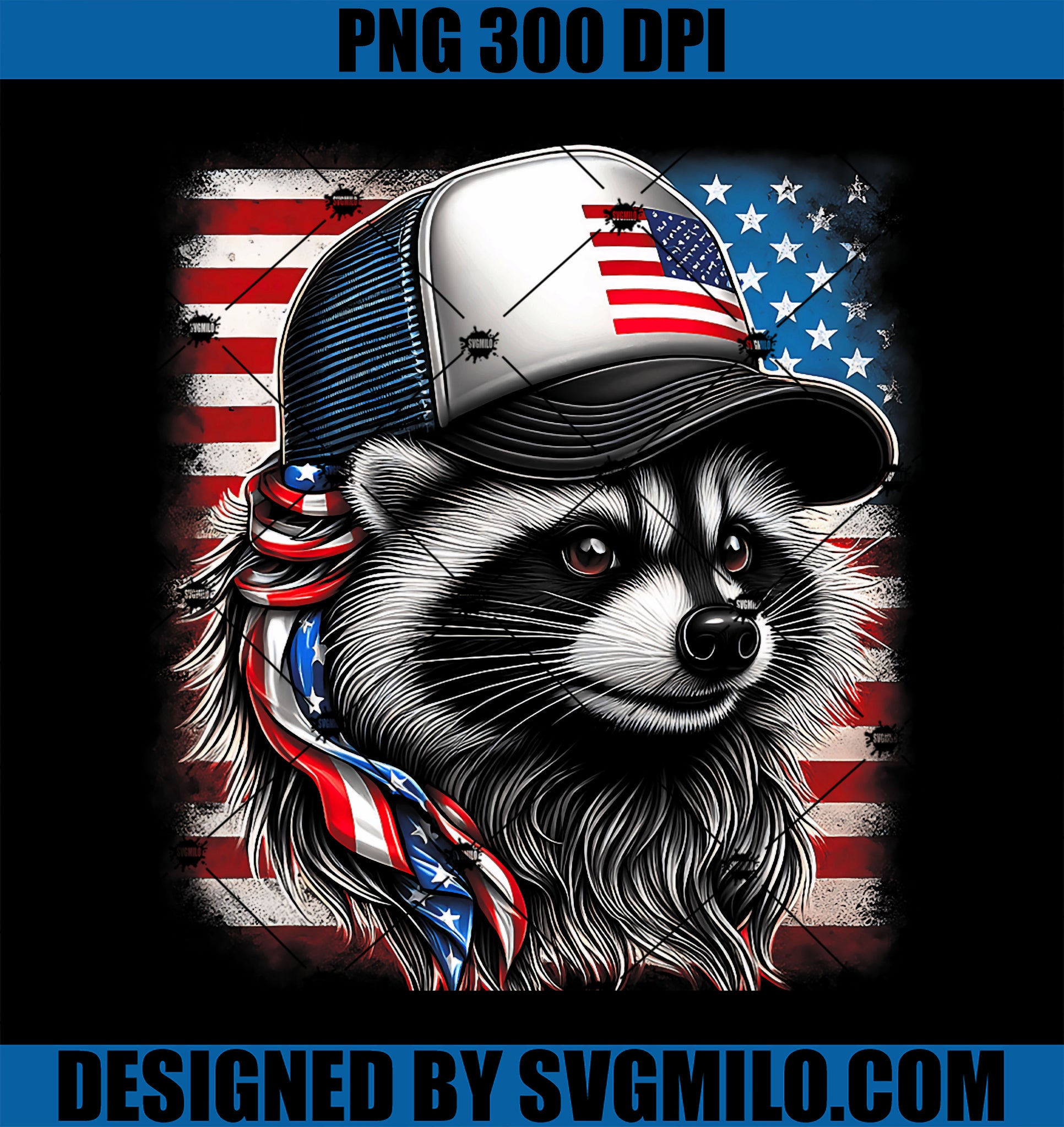 Redneck Raccoon Mullet White Trash PNG, Party Attire 4th July PNG