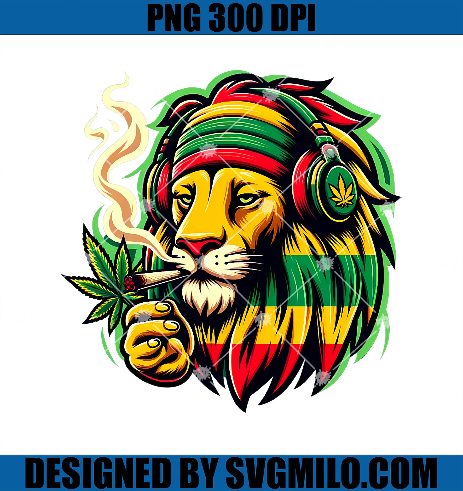 Reggae Lion Smoking Cannabis Weed Rasta Jamaican Lion Music PNG