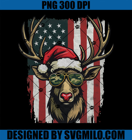 Reindeer Camo American Flag Christmas Pajama X-Mas Veteran PNG