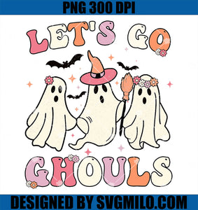 Retro Let's Go Ghouls PNG, Groovy Halloween PNG, Halloween Vibes PNG