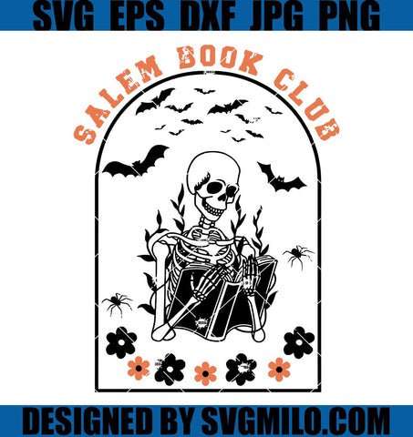 Retro Salem Book Club SVG, Book Club SVG, Spooky Librarian SVG