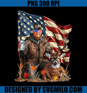 Retro Trump Hunting Deer PNG, Funny Beer Drinking Beer Hunting PNG