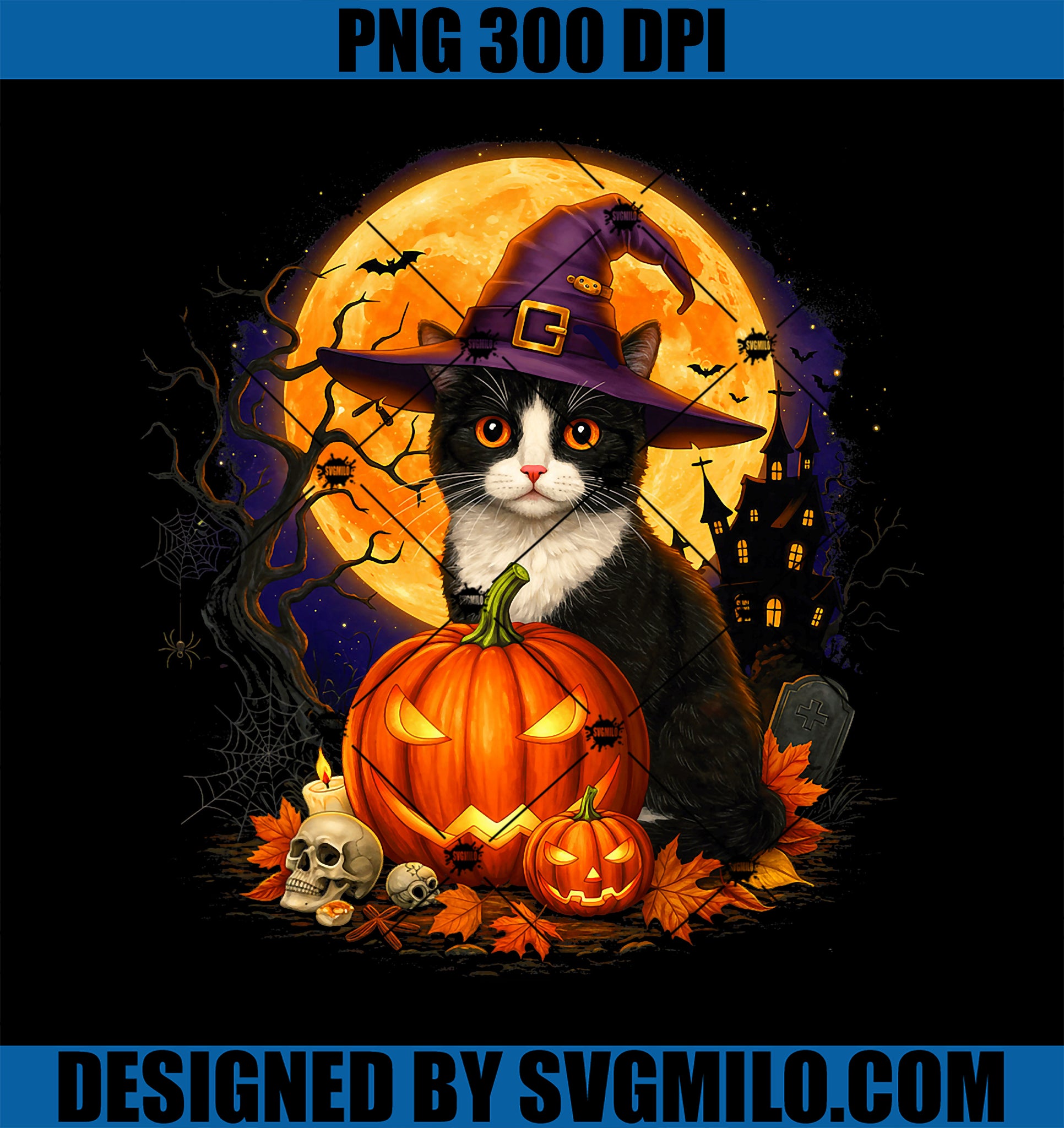 Retro Black Cat PNG, Halloween Pumpkin PNG