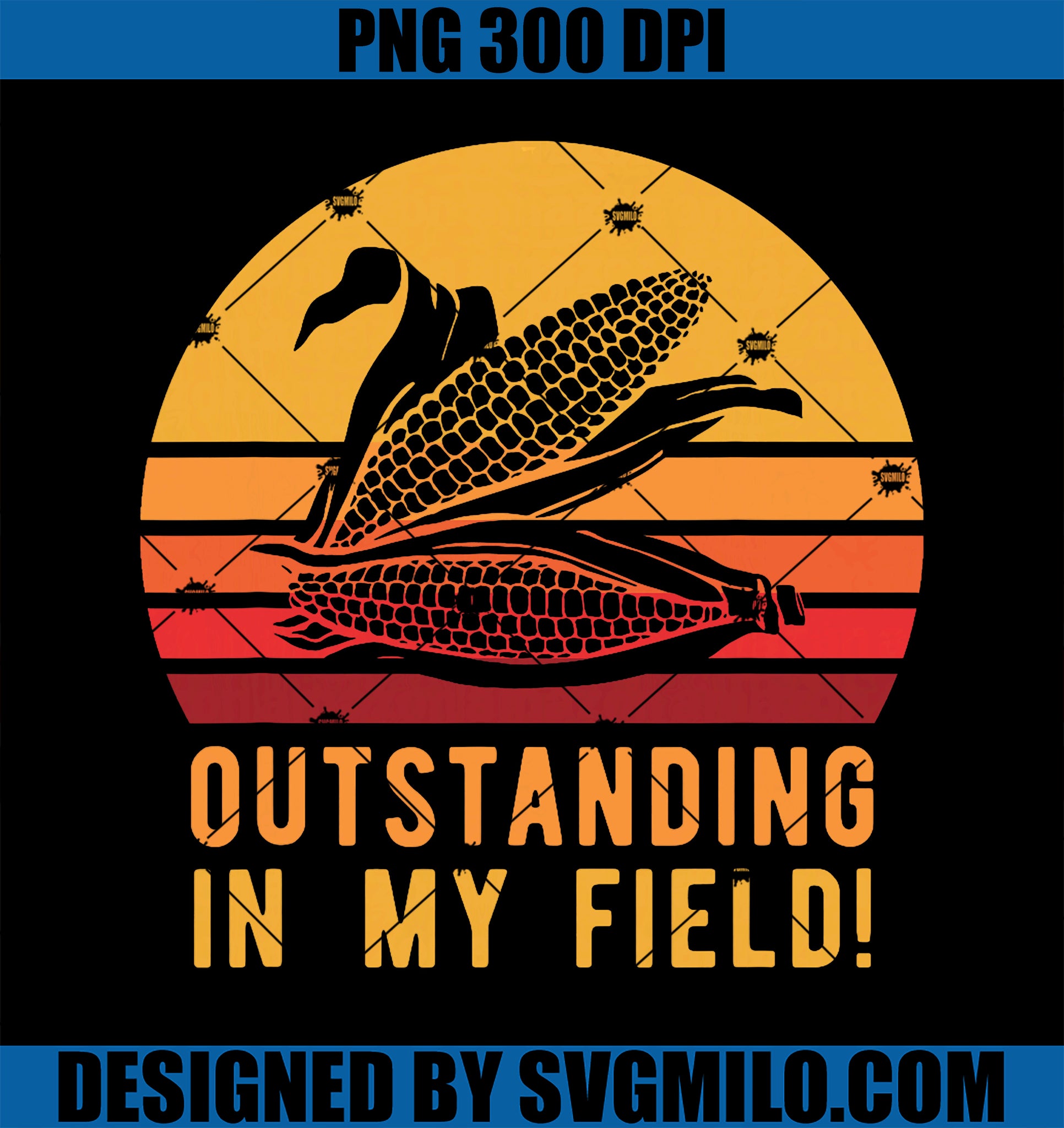 Retro Corn Pun Outstanding In Field PNG, Funny Farmer PNG