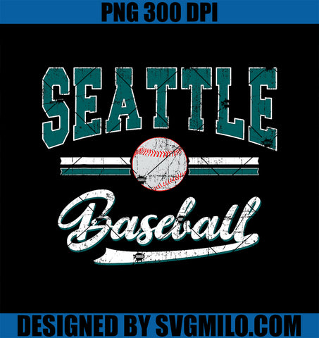 Retro Game Day Vintage Seattle Baseball PNG