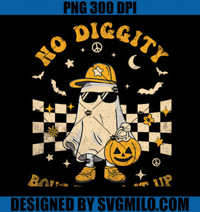 Retro Halloween Ghost No Diggity Bout to Bag it Up PNG