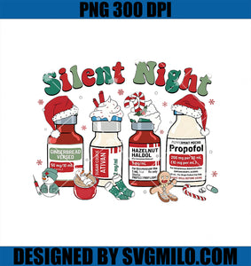 Retro Propofol Silent Night ICU Nurses PNG, Funny Merry Christmas PNG