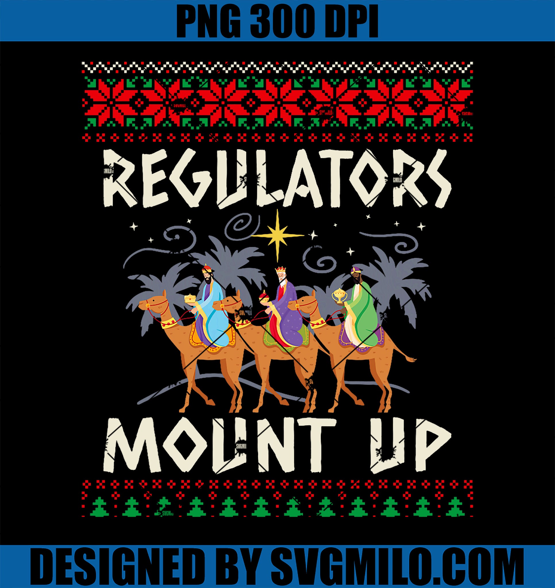 Retro Regulators Mount Up Camel Ugly Christmas PNG