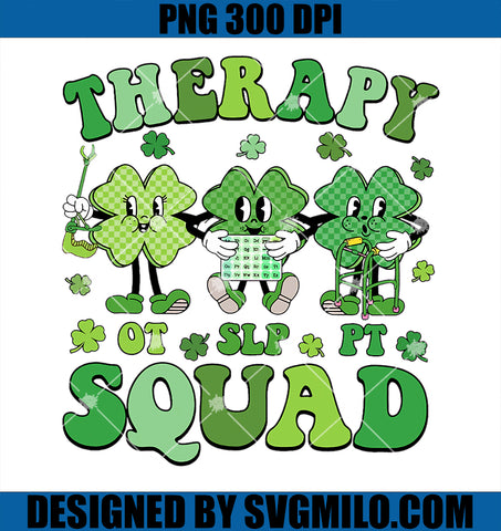 Retro Therapy Squad St Patricks Day PNG, SLP OT PT Team Shamrocks PNG