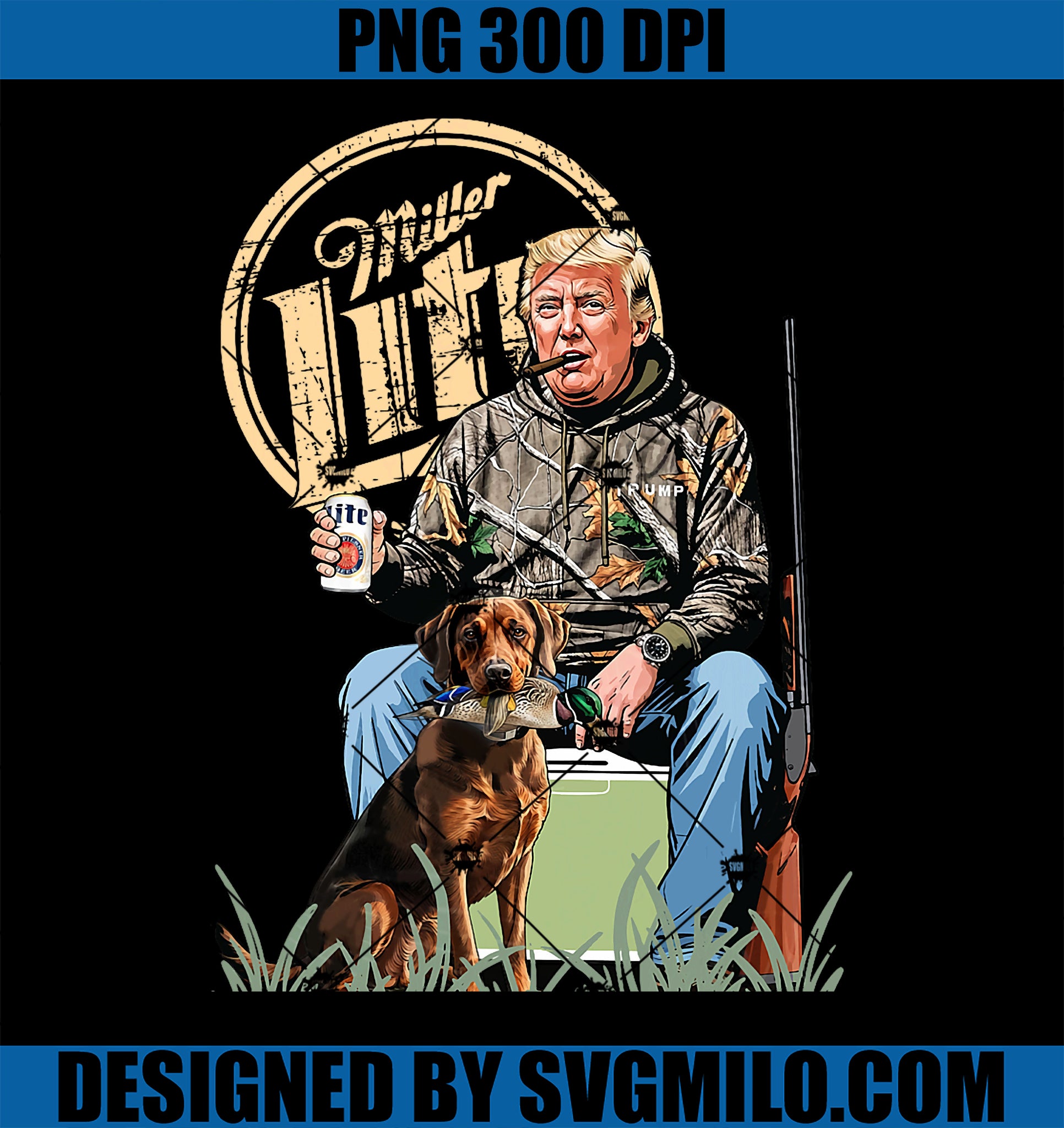 Retro Trump With Dog Fishermen Trump Fishing Hunting Season PNG