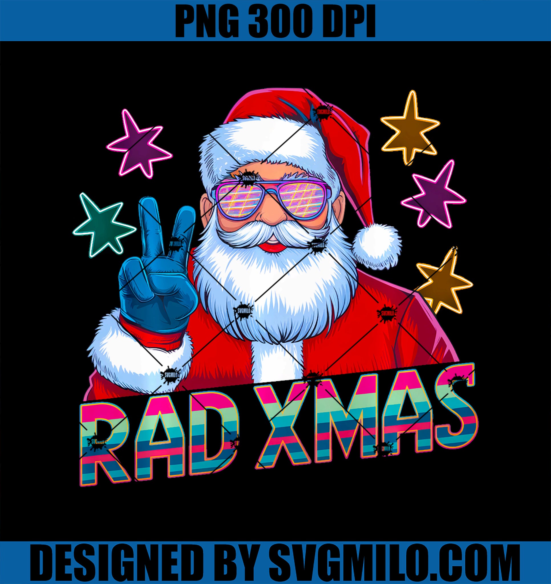 Retro christmas  Cool Santa _Rad Xmas_PNG