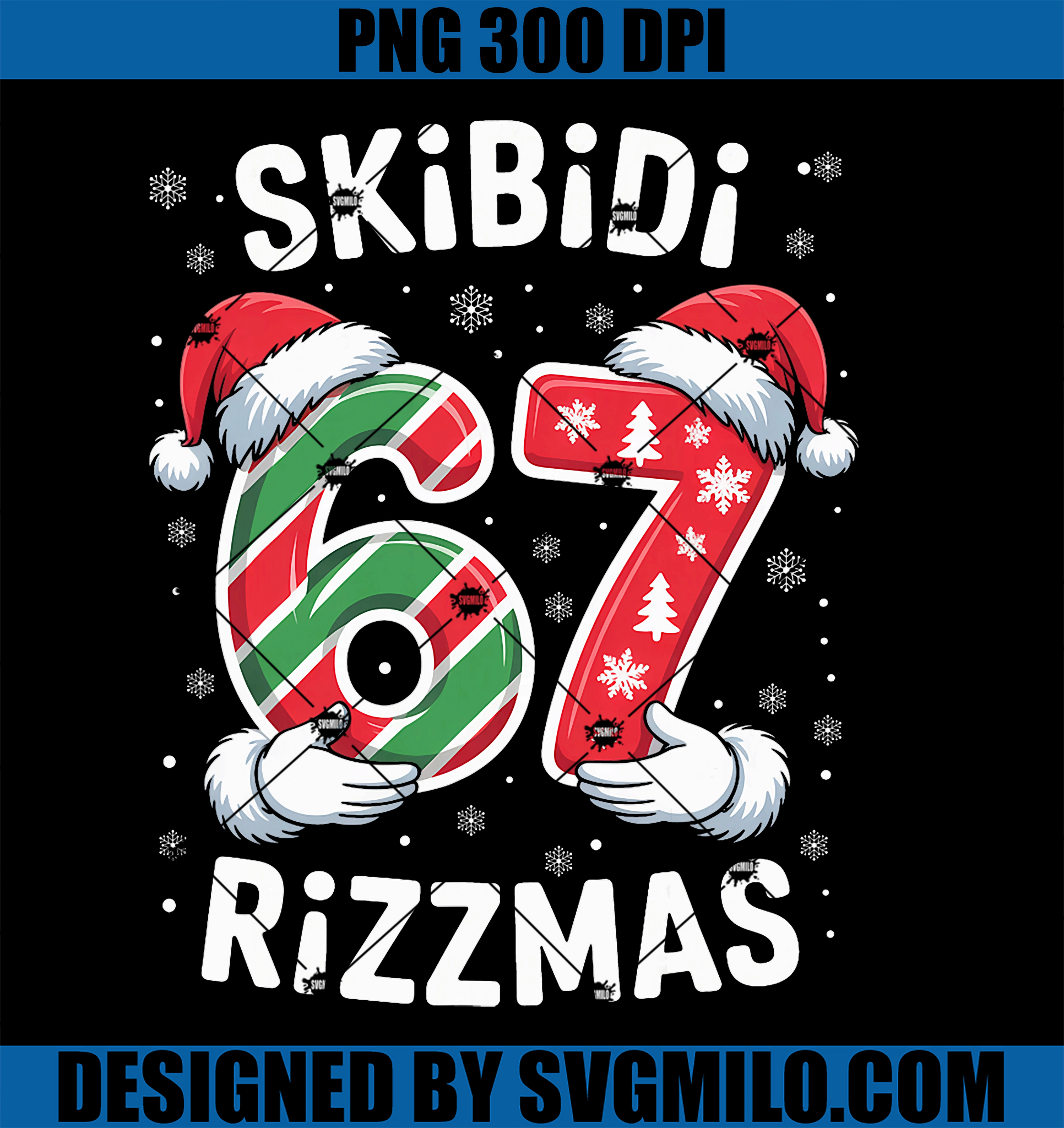 Rizz Christmas 67 PNG, Funny Xmas Skibidi Rizzmas PNG